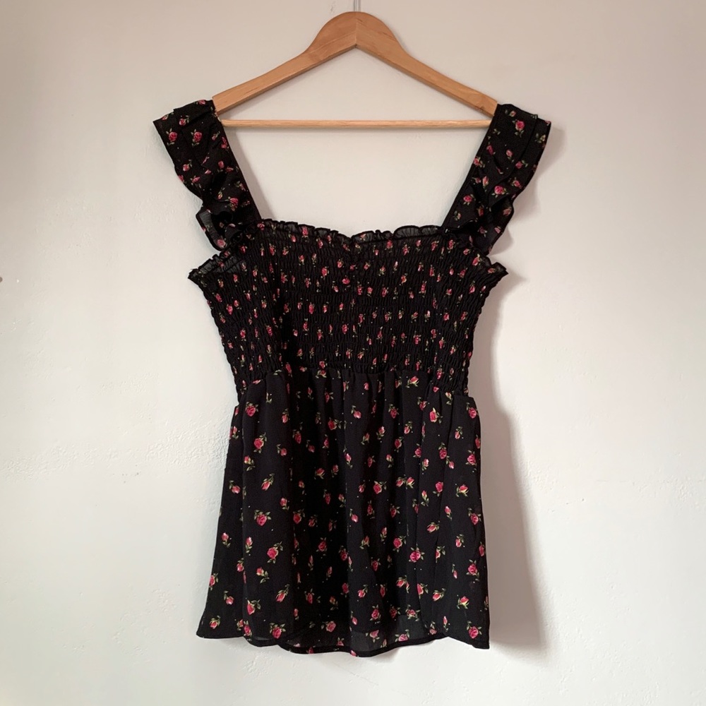 $20 Black Floral Sleeveless Top